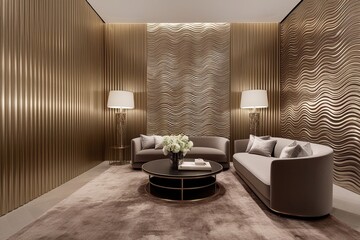 Wall Mural - Sophisticated Metallic Wave Texture Design for Elegant Spaces