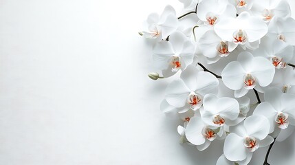 Canvas Print - Pink Orchid Flowers on a White Background