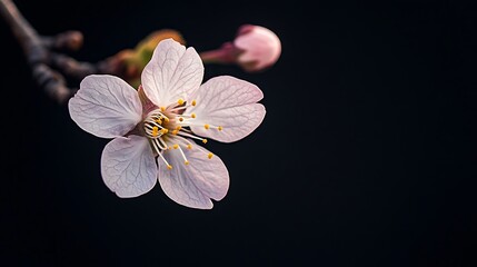 Poster - Pink Blossom on Black Background