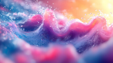 Wall Mural - Pink and Blue Wave Abstract Water Droplets Background