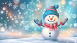 © rafliand - Winter holiday background banner cute snowman Merry christmas and happy new year