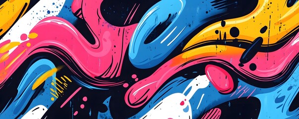 Wall Mural - abstract colorful swirls and splashes background
