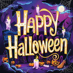 Wall Mural - Happy Halloween lettering design