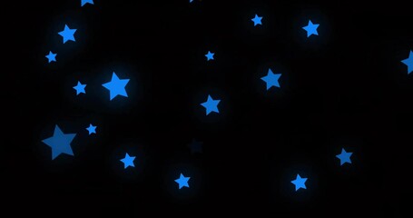 Poster - Animation of blue stars on black background