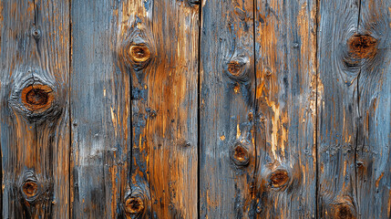 Close-up of rustic wooden planks, showcasing rich textures and warm tones with knots and variations, perfect for backgrounds and designs.