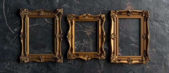 Leinwandbilder - Vintage style blank design in a mockup of a gold picture frame with editable features providing a high quality JPG copy space image
