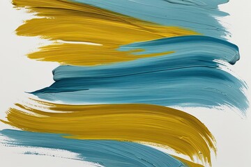 Wall Mural - Icy Blue and Goldenrod Acrylic Paint Brush Stroke Art Design