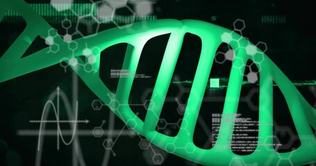 Sticker - Animation of dna strand and scientific data processing