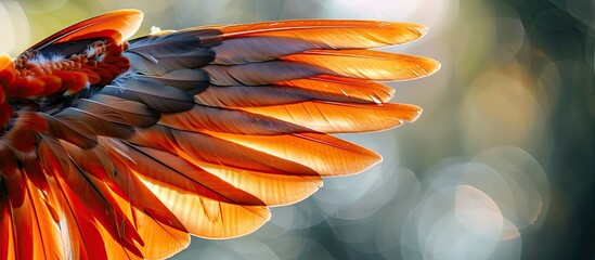 Poster - Stunning view of a beautiful bird s wing with a captivating background providing ample copy space image
