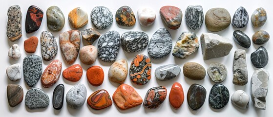 Collection of various rocks and pebbles 