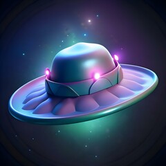 Sticker - A playful and whimsical 3D render of a glowing. futuristic hat with a vibrant color palette. perfect for adding a touch of sci fi magic to your designs.