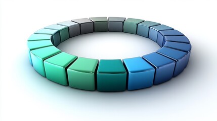 A crisp 3D circular progress chart in shades of green and blue, displayed on a clean white background, making it a great choice for representing key milestones, financial goals, or business achievemen