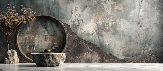 Aufkleber - Backdrop featuring a podium with natural stone elements ideal for copy space image