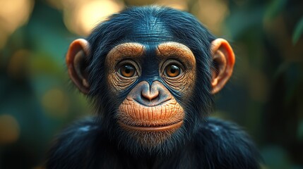 Close-up Portrait of a Young Chimpanzee