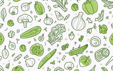 food background, seamless vegetable pattern. healthy eating - tomato, garlic, carrot, bell pepper, b