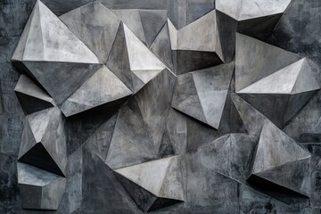 Poster - This image showcases three-dimensional geometric shapes in monochrome tones. The stark contrasts between the shapes create a striking and modern visual impact.