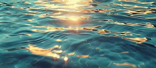Poster - Background of wavy water with sun reflection in a swimming pool providing a serene copy space image