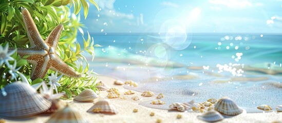 Leinwandbilder - Summer greets with a lively background ideal for travel and vacation showcasing a beautiful copy space image
