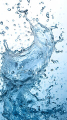 Wall Mural - Water Splash with Bubbles on White Background