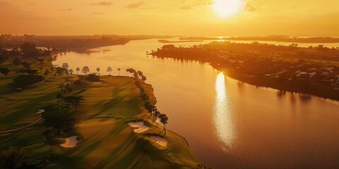 Wall Mural - Aerial Scenic of Seaside Golf Course