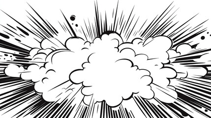 Wall Mural - vector illustration in black and white, showcasing a comic book-style sky with thick clouds and a st