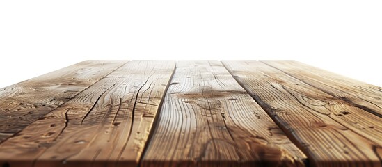 Poster - A view of a wooden table s corner isolated against a white backdrop provides a fresh copy space image