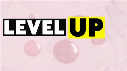 Wall Mural - Animation of level up text over pattern background