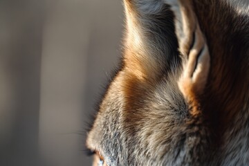 Wall Mural - This close-up image highlights the intricate detail of an animal's fur and ear, demonstrating the texture and color variations in the fur's appearance.