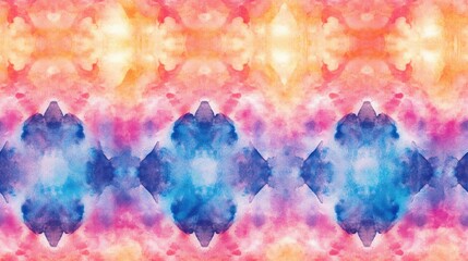 Wall Mural - Seamless Watercolor Tile Pattern Handcrafted Artistic Repeating Background Vibrant Summer Backdrop Abstract Tie Dye Watercolor Texture Abstract Watercolor Print Design