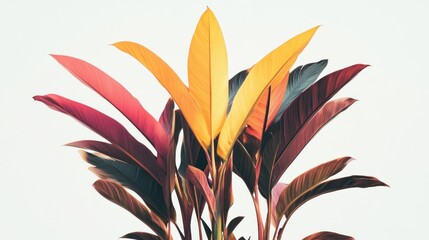 Sticker - A cluster of colorful tropical leaves against a white background