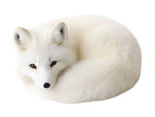 Wall Mural - a white fox curled up