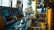 © Nuttaya Nampai - Close-up of the central production platform's drilling operations in Indonesia, with heavy machinery and control panels