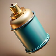 Poster - A stylish 3D render of a spray can with a golden top and a teal body.