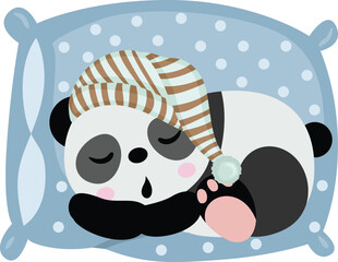 Sticker - Cute panda sleeping on pillow