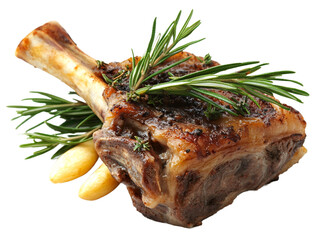 a piece of meat with rosemary and spices