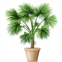 Canvas Print - vector graphic of a potted ruffled fan palm plant