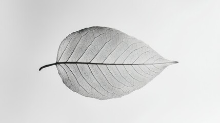 Poster - A Single Delicate Skeleton Leaf Against a White Background