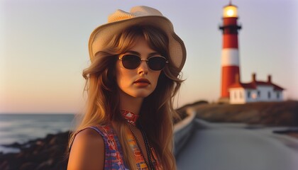 Timeless summer snapshot of a classic 1970s model radiating cool vibes