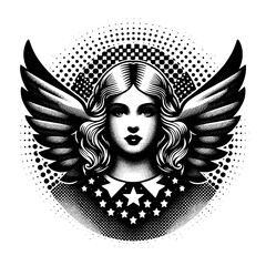 Wall Mural - beauty girl angle in black and white style