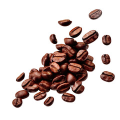 Roasted Coffee Beans, Isolated Cut-out on Transparent Background