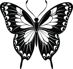 Wall Mural - black butterfly vector illustration silhouette, Print