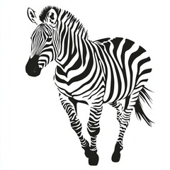 Wall Mural - Black and white illustration of a zebra running.