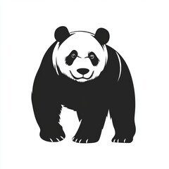 Poster - Black and white silhouette of a panda bear with a friendly expression.