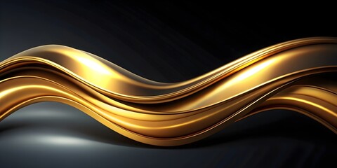 Wall Mural - premium gold wave on black for modern design and branding