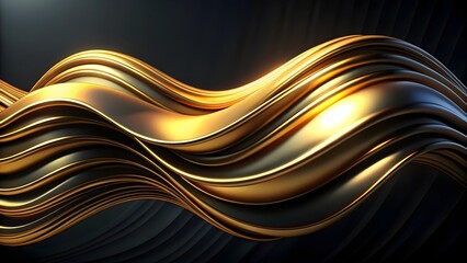 Wall Mural - golden wave on black for luxury desktop wallpaper design