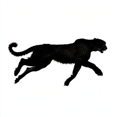 Poster - Black cheetah silhouette running against a white background.