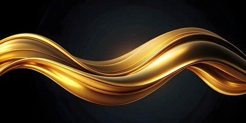 Wall Mural - sleek golden wave on black background for product branding