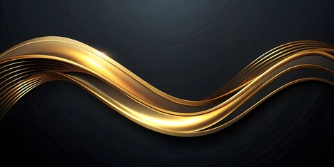 Wall Mural - minimalist golden wave on black background for posters and design