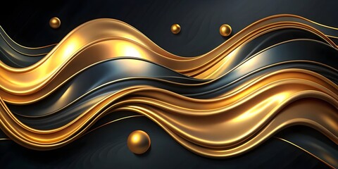 stylish gold wave on black background for modern desktop design