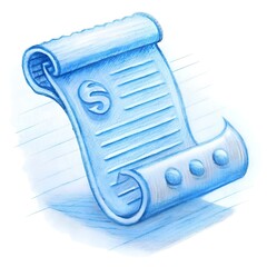 Poster - A 3D sketch of a rolled up scroll with a stylized letter S on the front  perfect for illustrating concepts of ancient knowledge  history  or a futuristic tech theme.